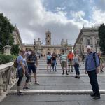 Heading up the Renaissance staircase designed by Michelangelo  to Capital Hill.