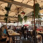 Coffee break at Campo dei Fiore market.