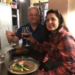 John and Margaret enjoy our welcome dinner.