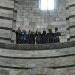 Having fun in the Pisan Baptistery.