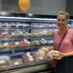 Nancy finds some yummy French pastries at the Auchan Supermarket.