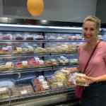 Nancy finds some yummy French pastries at the Auchan Supermarket.
