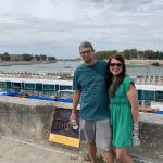 Haley and Brandon standing on the Rhone River in Arles where Vincent painted "Starry Night".