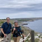 Larry and Carol on the rugged coast of the Salento Peninsula.