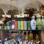 Cute shops selling local food products in San Gimignano.