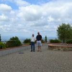 Larry and Jeff with the blue sky and vinyards of Tuscany.