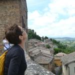 Marsha enjoying the breeze and the views in Montepulciano.