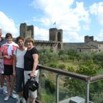 Walking the ramparts in Monterriggione.