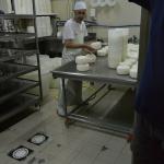 Making the pecorino cheese.