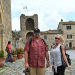 Ryan and Julie pose for a photo in the tiny village of Monterriggione.