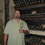 A wine tasting in the private cellars.  Ryan and some wine from his birth year.