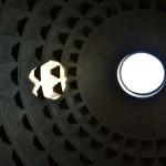 The domed ceiling of the Pantheon.
