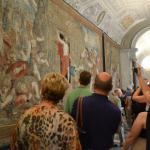 Watching the eyes of Jesus follow you as you pass this Flemish tapestry.