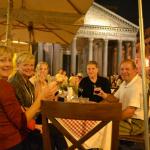 Enjoying a nightcap in the shawdow of the Pantheon.