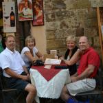 Enjoying some pici pasta in Montepulciano.