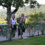 Barbara and Ruth enjoying the roses in the hotel garden.