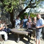 Tasting the local Vernaccia white vino.