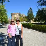 Barbara and Ruth at the entry gate to San Gimignano.