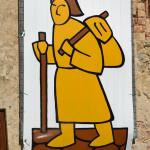 A medieval pilgrim visiting Monterrigioni just like us today.
