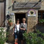 With the black rooster, symbol of Chianti Classico wine, in Monterriggioni.