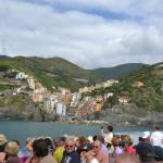 The Cinque Terre town of Riomaggiore from the water.