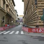 The street in front of the hotel ready for the race.