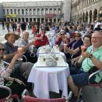 Enjoying the good life and a Bellini on St. Mark's Square.