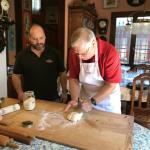 Myron gets busy with the pasta dough.