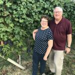 Myron and Arlene make a pretty perfect picture in the vineyards.