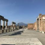 The Pompeii Forum with Mount Vesuvius in background.