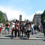 Climbing the Renaissance stairs to the Campidolio.