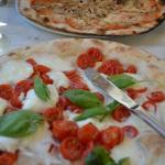 Enjoying some yummy pizza for lunch.