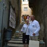 Shopping the steep streets of Cortona.