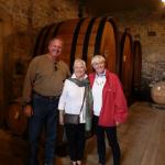 Pat and Bonnie with Gillian in the ancient wine cellar.