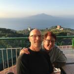 Doug and Julie with that amazing view in Sorrento.