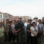 Everyone on the Rialto Bridge in Venice.